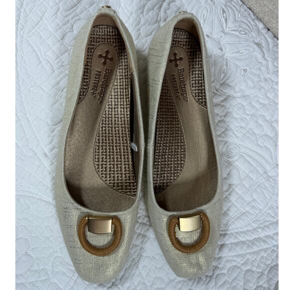 BareTraps Shoes - BareTraps Posture Plus Women 6.5 Gold Cream Slip On Comfort Casual Summer Shoe